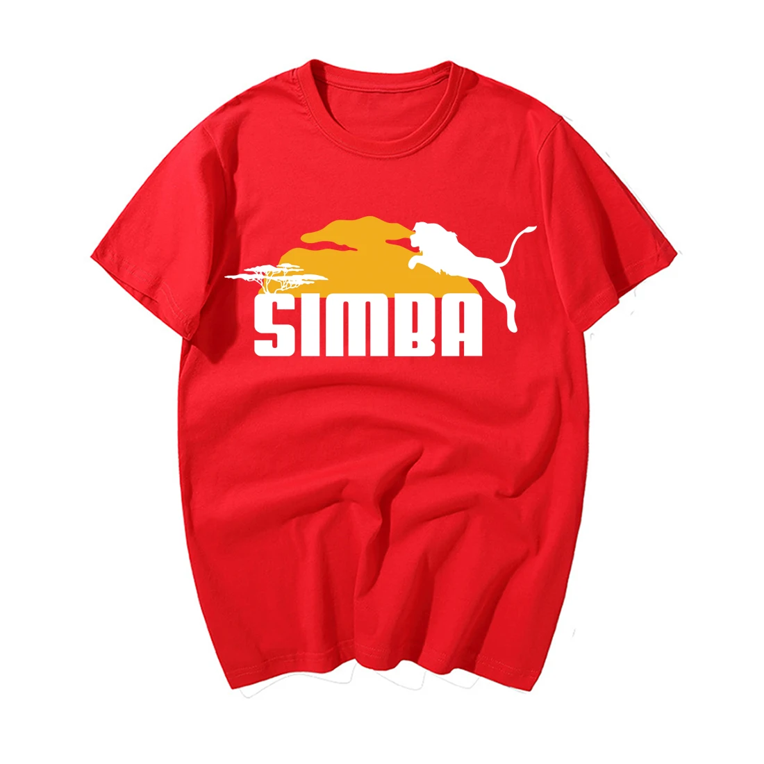Модная мужская футболка с изображением короля льва Simba, забавная футболка с рисунком аниме, повседневные летние хлопковые футболки с коротким рукавом, Harajuku, уличная одежда - Цвет: Red 5
