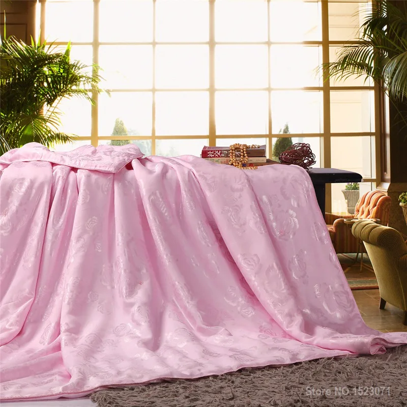 Pure Silk Comforter Blanket Quilt King Queen Size White And Pink
