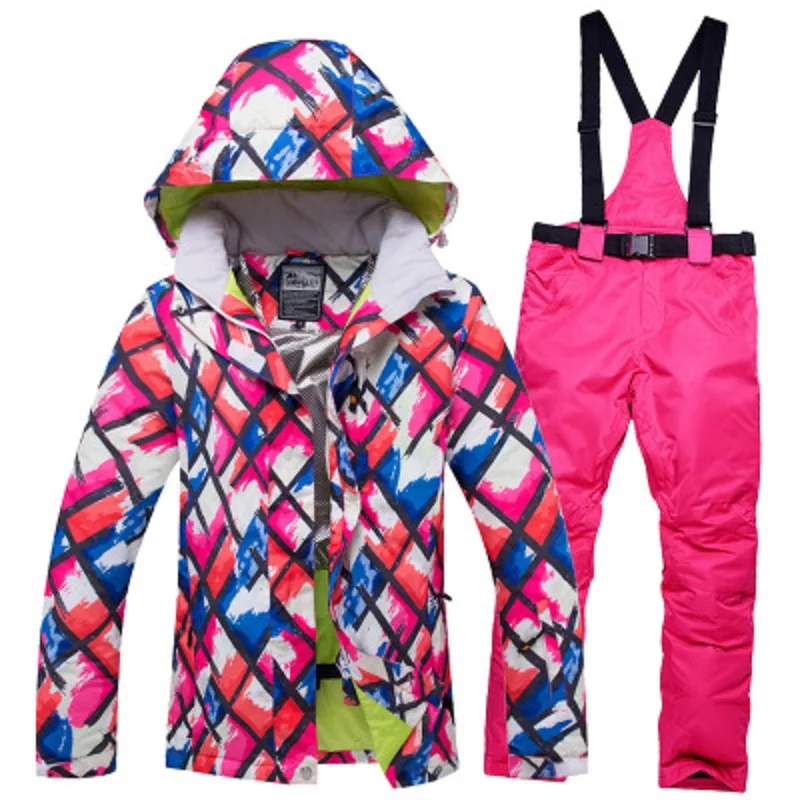Плотный теплый горнолыжный костюм, куртка и штаны для женщин, теплые водонепроницаемые ветрозащитные лыжные и сноубордические костюмы, женские лыжные пальто