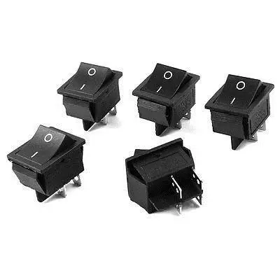 5 шт. DPST 4 Pin 2 Way черный перекидной клавишный выключатель 15A/250V 20A/125V AC