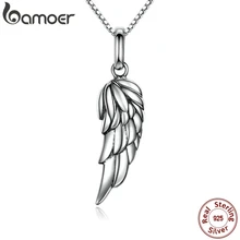 BAMOER, новинка, подлинное 925 пробы Серебряное ожерелье с крыльями из перьев, высокое качество, ожерелье, хорошее ювелирное изделие, SCN026
