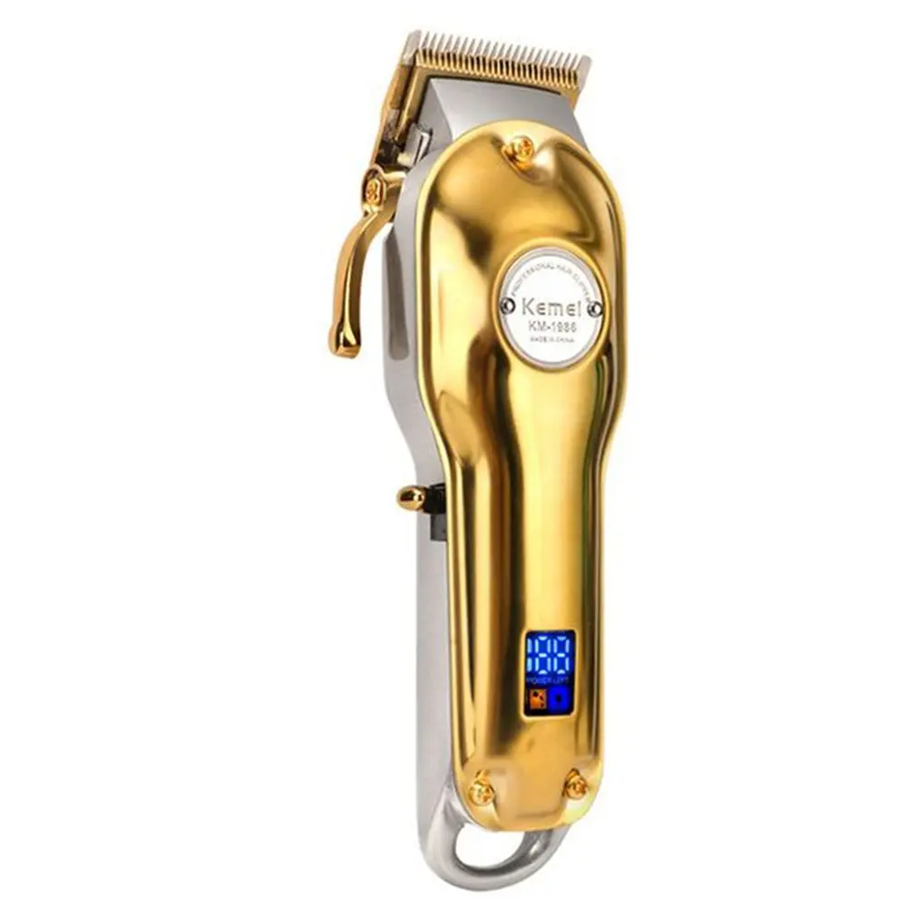 

Rechargeable Lcd Display Carbon Steel Cutter Head Electric Clipper Km1986 Carbon Steel Professional Barber Tool Or Home Use