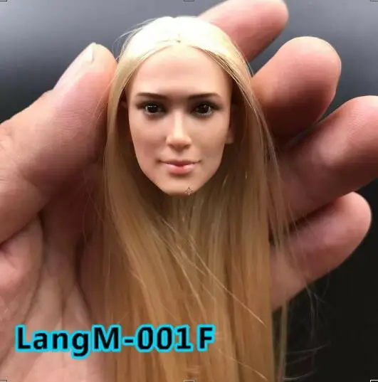 LangM-001 Голливуд фильм звезда красота девушка голова 1/6 голова Блонд Волосы лепить красные кудри выпрямление ПВХ голова для женщин фигурка - Цвет: F