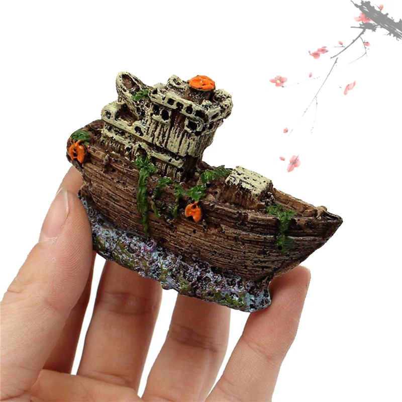 Fish tank ornaments Mini landscape ornaments Fish tank decorations Aquarium ornaments Aquarium Fish Tank Decorations Landscape Pirate Ship Wreck Ship Vintage Resin Design Boat Aquarium Accessories Home Decorations