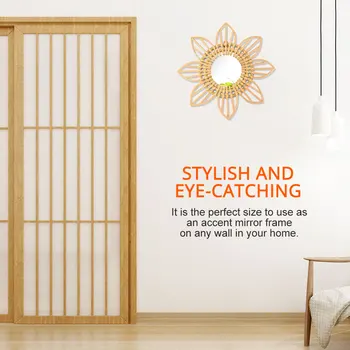 

Interior Decorations Rattan Mirror Frame Hotel Living Room Art Decoration Bathroom Hanging Retro Wicker Willow Makeup