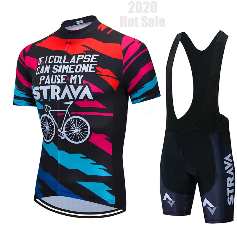 Команда 2020 STRAVA Мужская велосипедная Джерси набор летняя MTB одежда короткий рукав