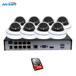 8CH 1080P POE NVR комплект система наблюдения ссtv внутренняя аудио запись звук IP купольная камера P2P видео набор для наблюдения