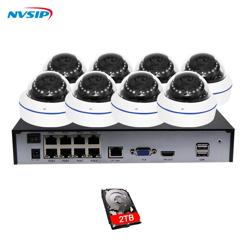 

8CH 1080P POE NVR Kit Security Camera CCTV System Indoor Audio Record Sound IP Dome Camera P2P Video Surveillance Set