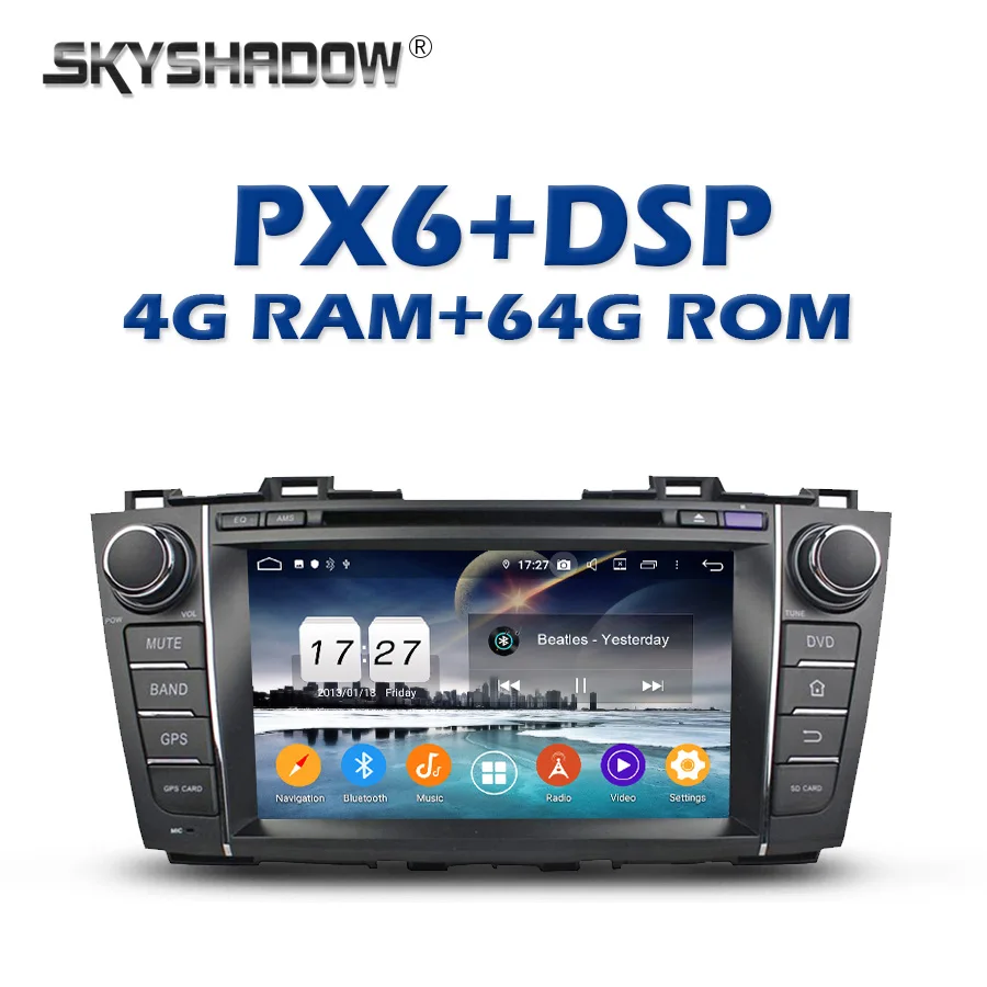 PX6 автомобильный dvd-плеер DSP Android 9,0 4G+ 64GB gps карта RDS радио Wifi ips Bluetooth 4,2 для мазада 5 Premacy 2009 2010 2011 2012