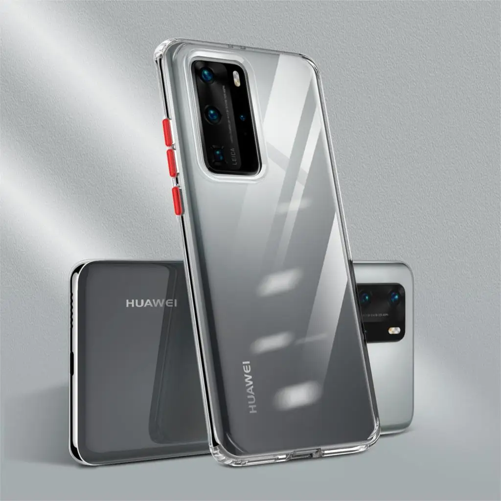 Transparent Anti-Fall Phone Case For Huawei P40 P40Pro Fresh Colorful Push Button Clear Cover Coque for Pro+ | Мобильные телефоны и