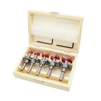 

5pcs Wood Cutter Alloy Wooden Box Hex Wrench Auger Drill Bit Wood Cutter Hole Saw for Carpenter Drilling Woodworking Woodworker