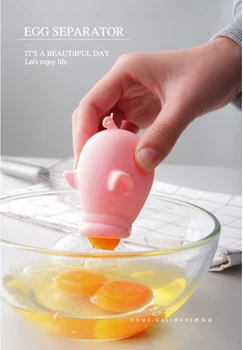 

Silicone Egg Dividers Yolk Separator Pig Modeling Kitchen Utility Tool Egg Yolk White Suction Separator Divider Filter Kitchen