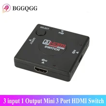 BGGQGG HD 3 input 1 Output Mini 3 porte HDMI Switch Switcher femmina-femmina selettore Box Splitter per Switcher VIdeo HDTV 1080P