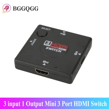 

BGGQGG HD 3 input 1 Output Mini 3 Port HDMI Switch Female to Female Switcher Splitter Box Selector for HDTV 1080P VIdeo Switcher