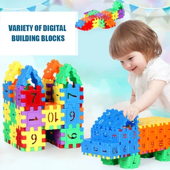 

Children assembling house building block toys early education puzzle spelling digital cubes 3-12 years old puzzles