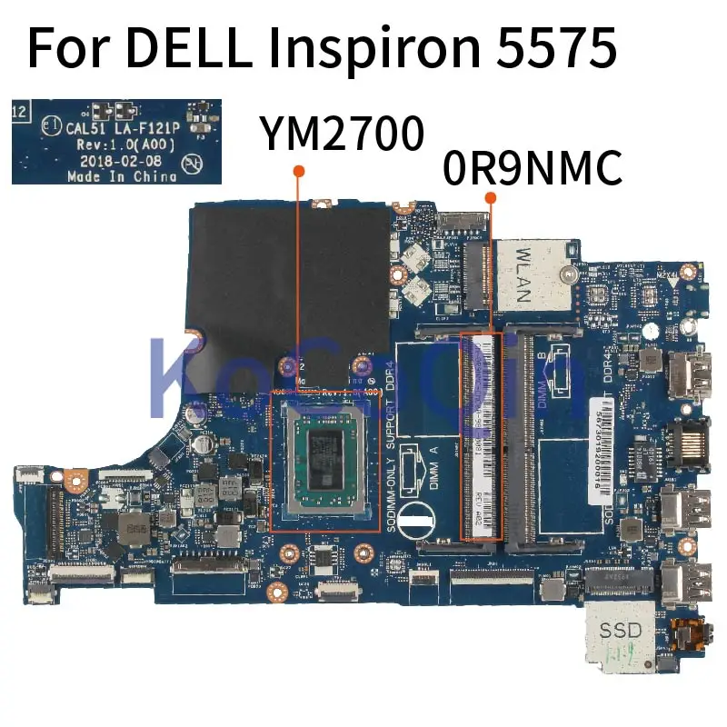 para dell inspiron 5575 5775 ryzen7 2700 ym2700 drive 0r9nmc Placa-mãe para notebook - Imagem 2