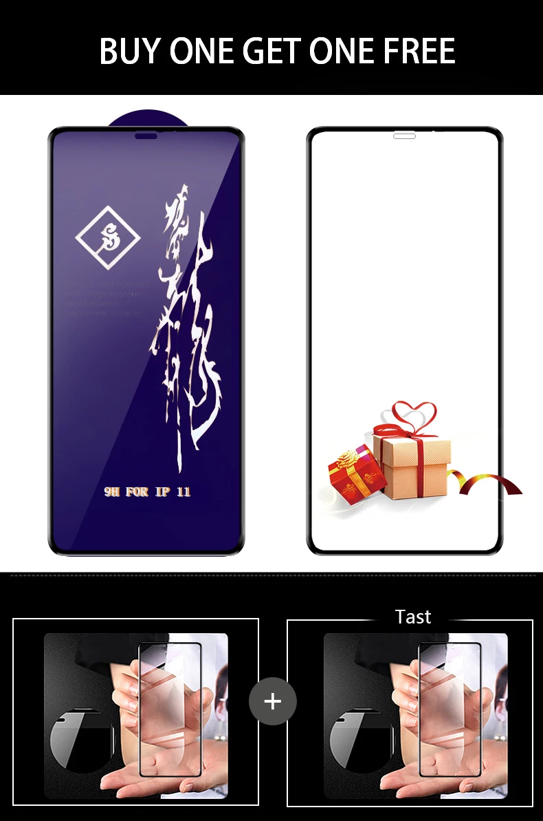 Для iPhone 11 закаленное стекло для iPhone11 Pro Max защита экрана полное покрытие Передняя пленка Черная защитная 2 шт стекло