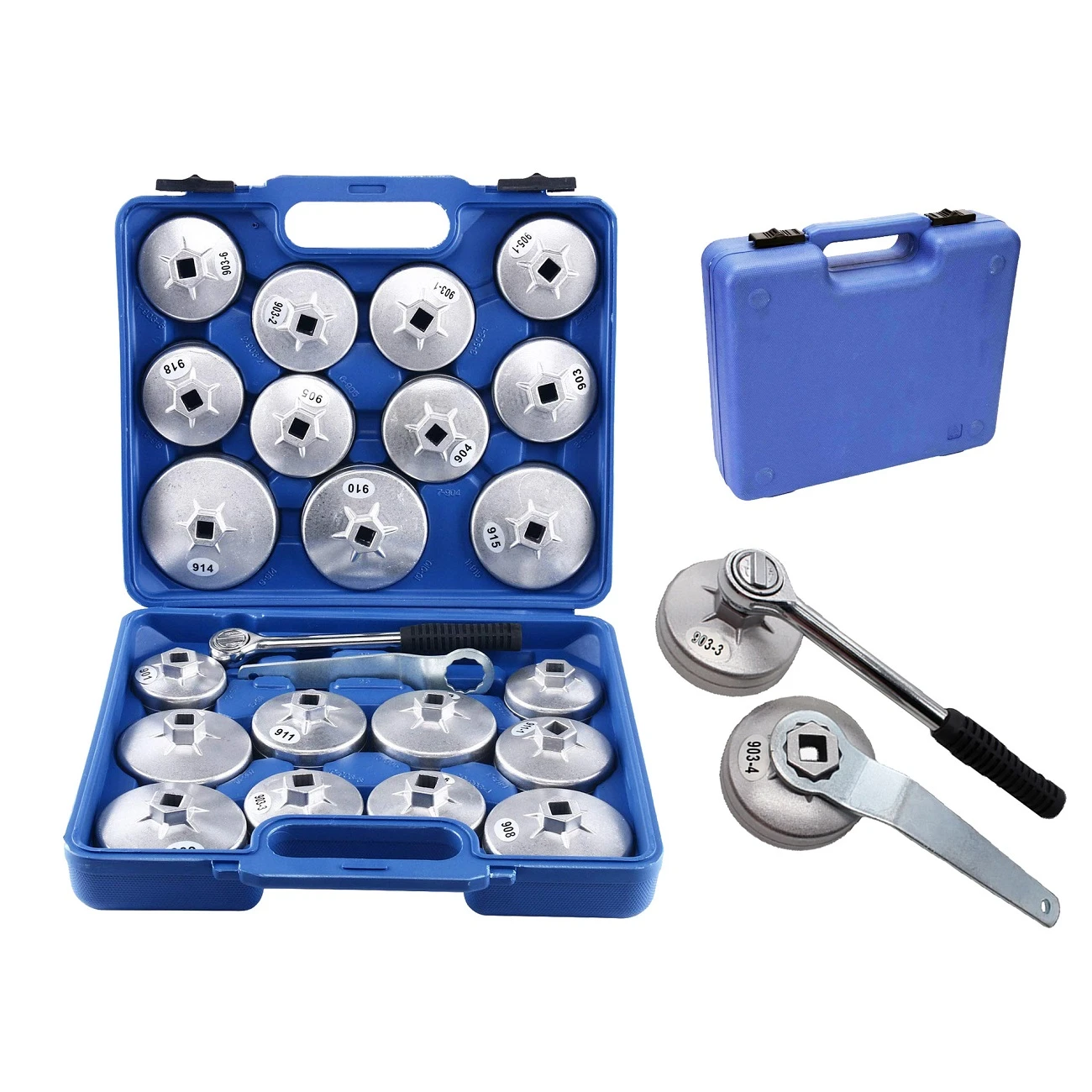 Cup Type Aluminium Oil Filter Wrench Removal Socket Remover Tool Kit 23Pcs