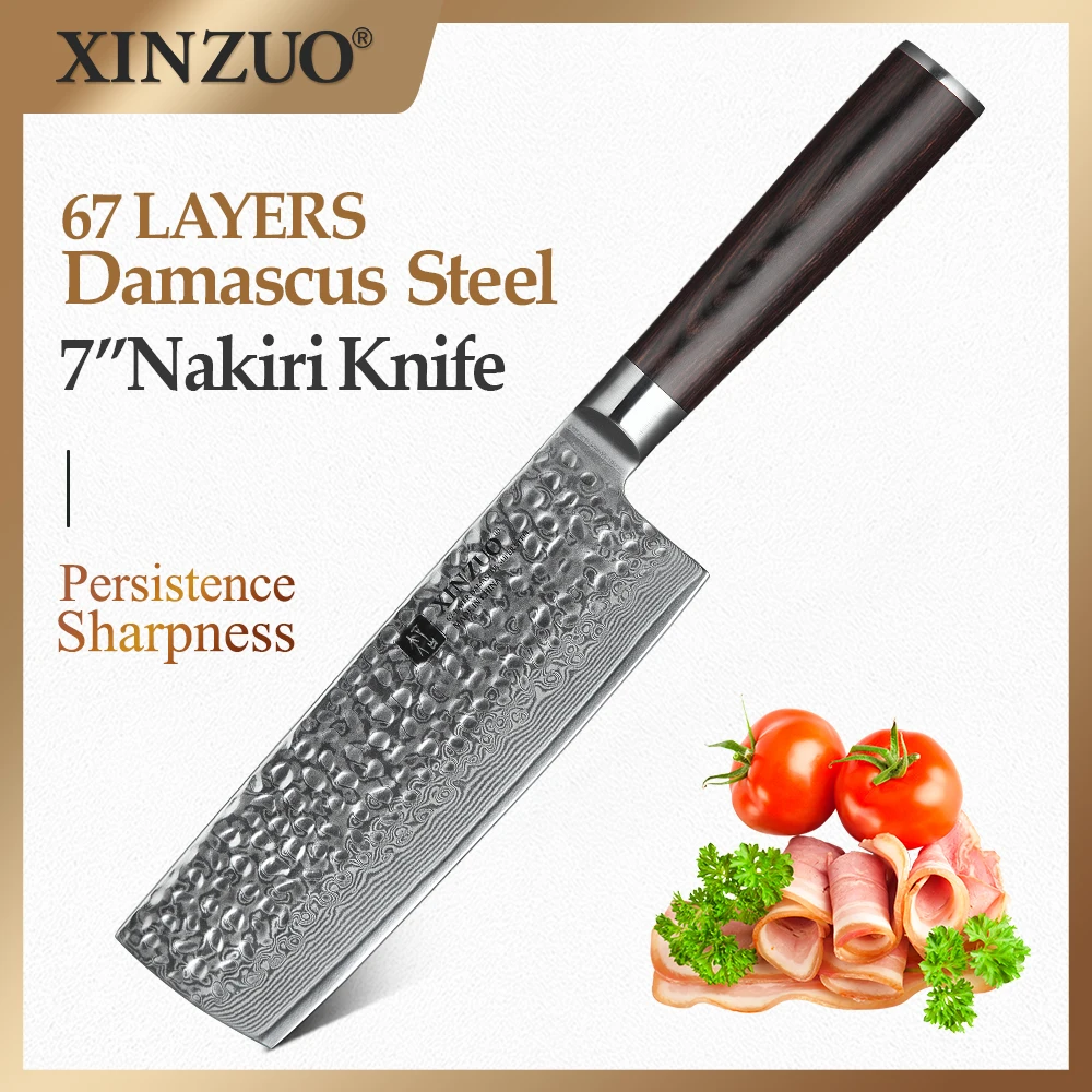 XINZUO 6.8 inch Chef Kitchen Knife 67 Layers VG10 Damascus Steel Chinese Cleaver Cook Knives Pakka Wood Handle|chef kitchen knives|damascus steel