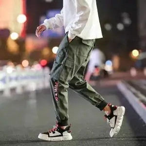 Мужские брюки в стиле хип-хоп; kpop; повседневные брюки-карго; обтягивающие спортивные брюки; джоггеры; modis; уличные брюки; harajuku; японские брюки - Цвет: 7