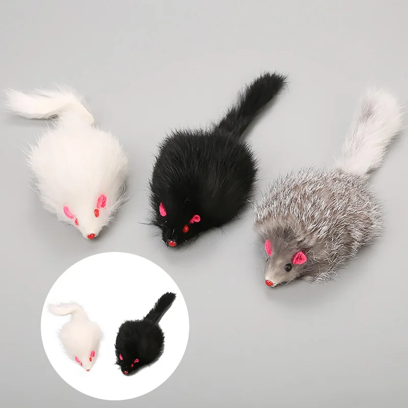 1Pcs False Mouse Cat Pet Toys 18 cm Cat Long-haired Tail Mice Mouse Toys Soft Rabbit Fur Furry Plush Cat Toy For Pet Cats Dogs playology dog toys