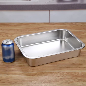 

Stainless Steel Square Tray For Home Kitchen Grilled Fish BBQ Dish Baking Dish