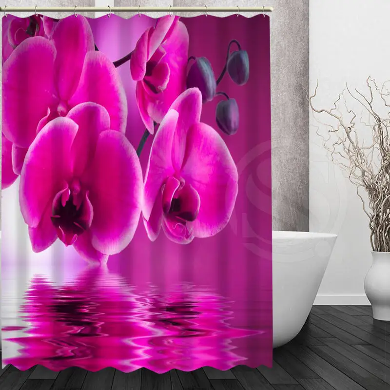 

Custom Elegant Orchid Flower Shower Curtain Modern bathroom Waterproof Bath screens Curtains