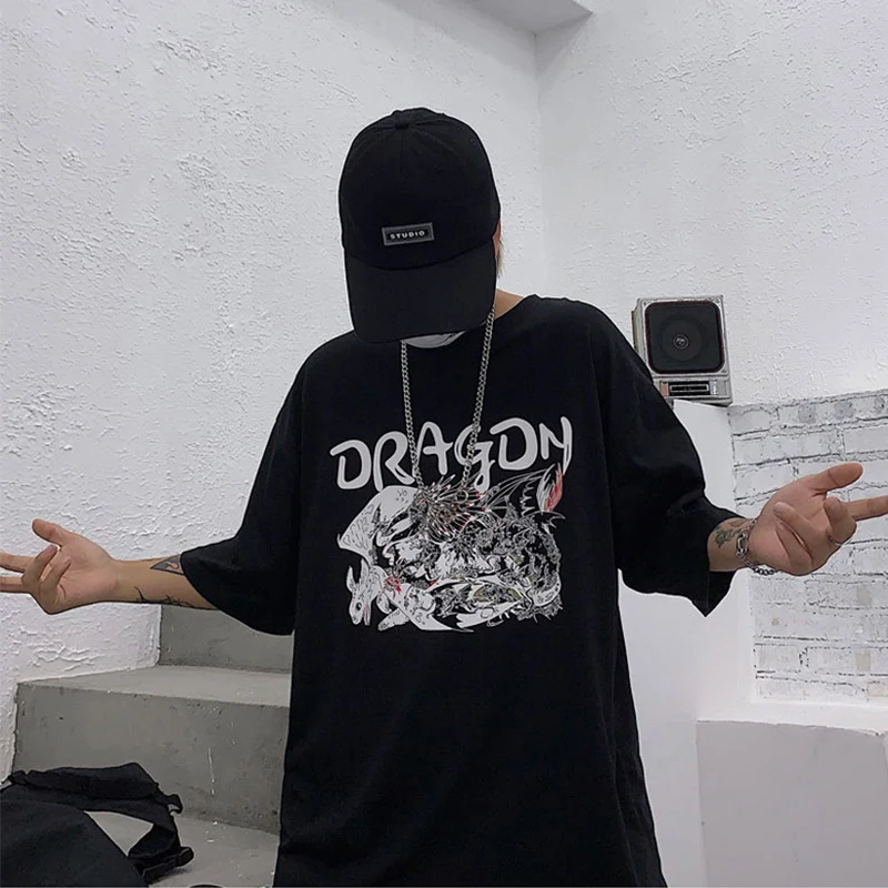men clothes 2019 summer anime t shirt men's t-shirt with print minimalist New Arrival Loose Retro camiseta hombre Men and women