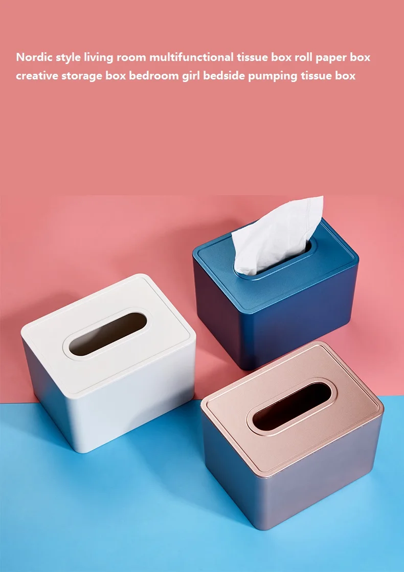 

Nordic Style Living Room Multifunctional Tissue Box Roll Paper Box Creative Storage Box Bedroom Girl Bedside Pumping Tissue Box