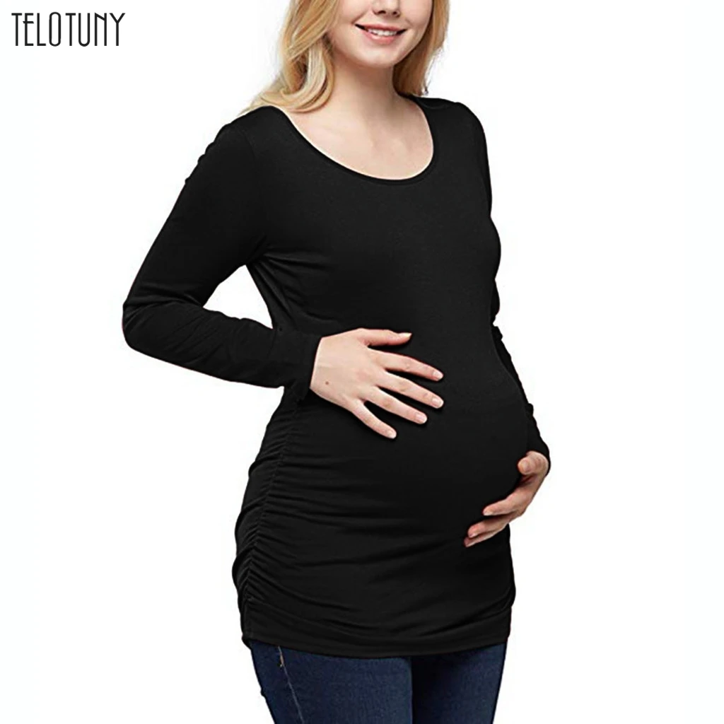 TELOTUNY, топы для беременных с длинными рукавами, однотонная Одежда для беременных, Casusl, топы для кормящих детей, блузка для кормления грудью, футболки 924