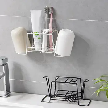 

Metal Bathroom Toothbrush Toothpaste Cup Mug Holder Razor Stand Rack Organizer Storage Shelves New