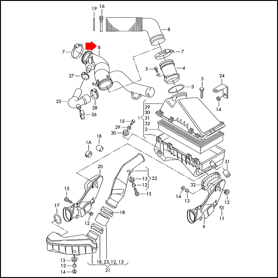 Воздухозаборный шланг Wooeight 1J0 129 684 NT 1J0129684CG подходит для VW Golf MK4 Bora 1998 2000 2001 2002 2003 Audi