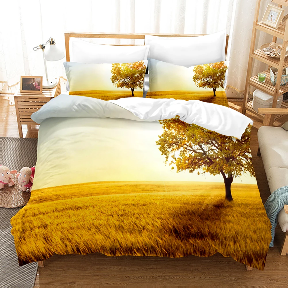 Beauty Tree and Flower Bedding Set Single Twin Full Queen King Size Tree Bed Set Children's Kid Bedroom Duvetcover Sets 3D 021 