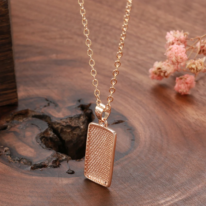 Minimalist Glossy Rose Gold Geometric Pendant Necklace