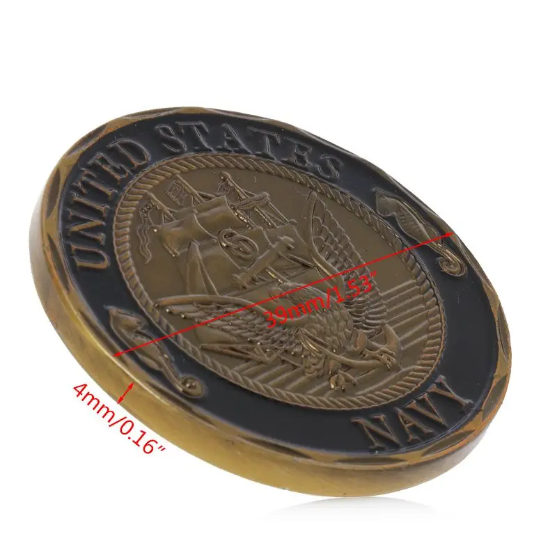 Позолоченный США темно-синий Shellback Пересечение линии моряка памятная монета подарок