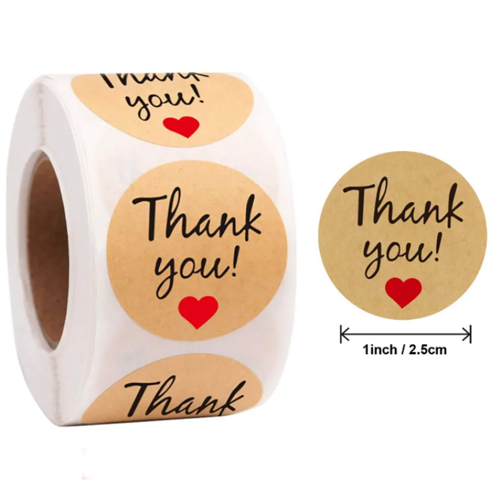 100pcs Natural Kraft Thank You Stickers Handmade With Love Stickers Seal Labes Scrapbooking For Package Box Adhesive Stationery