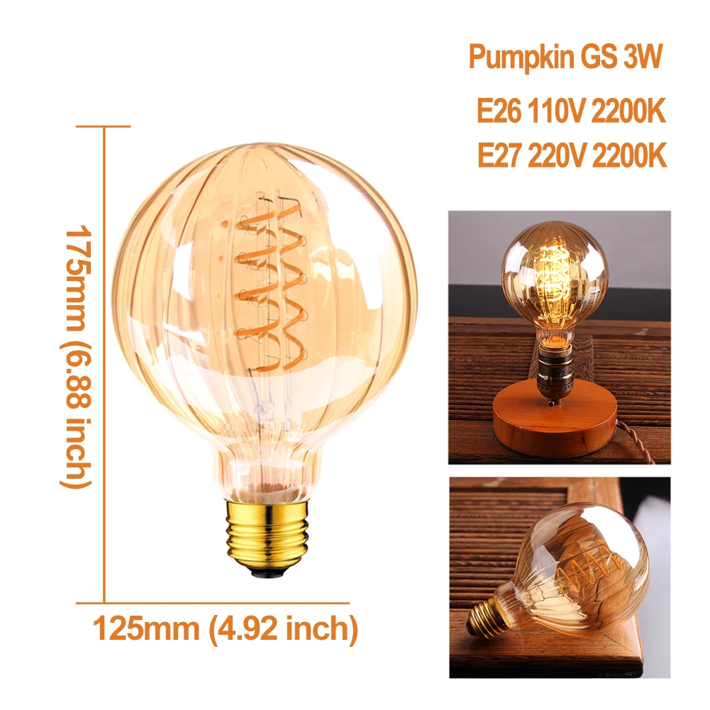 E27 Retro Spiral Light LED Filament Bulb 110V 220V ST64 G80 G95 G125 Dimmable 4W 2200K Vintage Lamps For Decorative Lighting