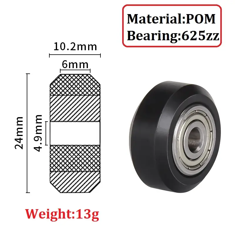 10PCS POM Plastic Wheel Bearing Pulley Small Big V-Slot Models 625ZZ 625RS MR105zz Idler Gear For 3D Printer Parts Openbuilds image 13