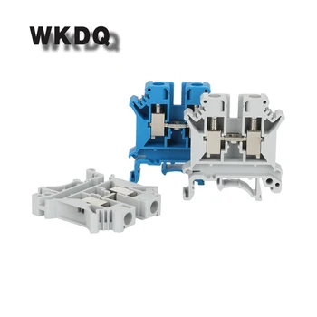 

10pcs UK-6N Gray /Blue 2 Conductors Universal Screw Connection Din Rail Terminal Block Connector UK6 Screw Terminal Blocks