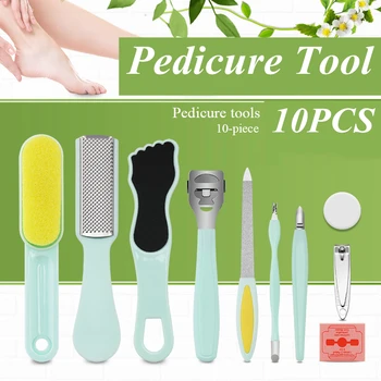 

10PCS Pro Pedicure Tool Foot Care Tool for Feet Heels Toe Cuticle Kit File Set Manicure Tools Foot File Pedi Callus Remover G727
