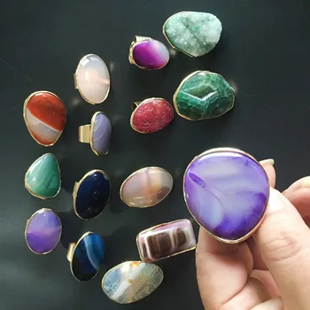 

Fashion Personality Creative Irregular Natural Stone Knuckle Ring Sparkling Elegant Natural Crystal Stone Rings For Women