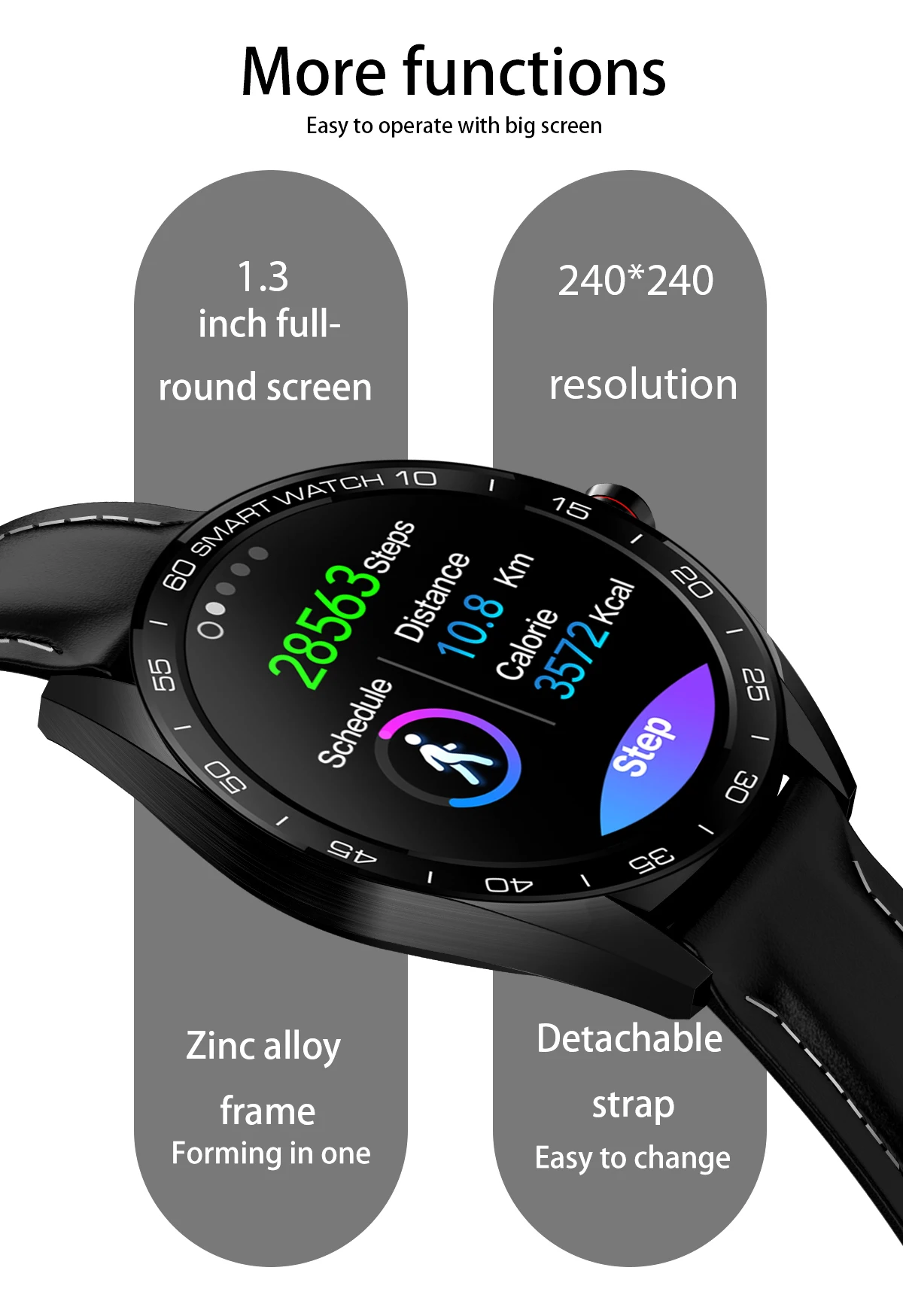 K7 Смарт-часы 1," IP68 Водонепроницаемый Полный сенсорный круглый экран монитор сердечного ритма во время сна спортивные Смарт-часы фитнес-трекер
