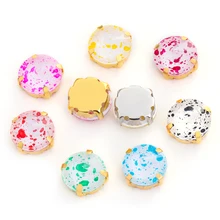 

Pipatian Round Sewing Button Rivoli Rhinestone Crystal Needlework Gemstone Jewelry Decoration Crafts Sew Stone for Clothes