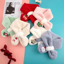 Рождественский утолщенный кроличий шерстяной детский мультяшный зимний шарф для мальчиков и девочек, милый и теплый шейный шарф