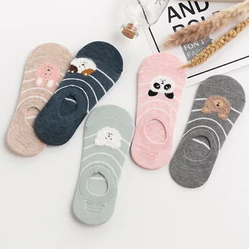 

5Pairs/Lot Arrival Summer Cotton Cartoon bear panda Cat rabbit Socks Cute Animal Women's Socks Funny Short Ankle Socks Ladies