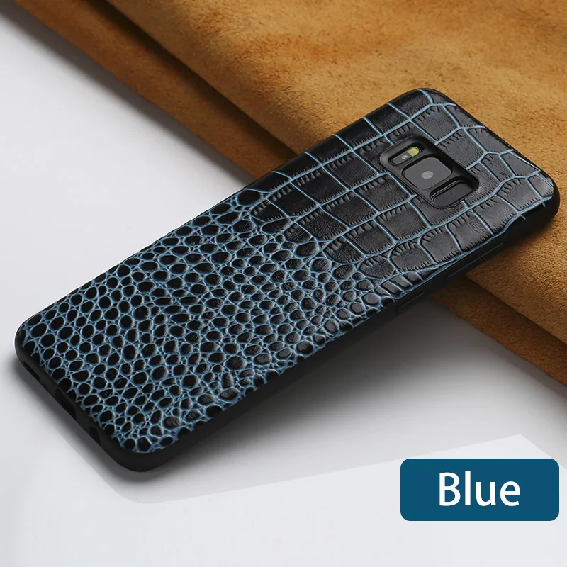 Натуральная кожа анти-осень все включено чехол для телефона для samsung Galaxy S8 S8plus S9 S9plus Note 8 роскошный защитный чехол - Цвет: Синий