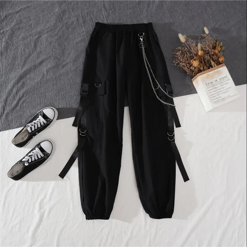 track suit set 2022 Spring Autumn 3 Piece Suit Set Harajuku BF Loose White Blouse+Vest+Chian Cargo Pants Unisex Streetwear Cargo Pants ladies coat pant suit