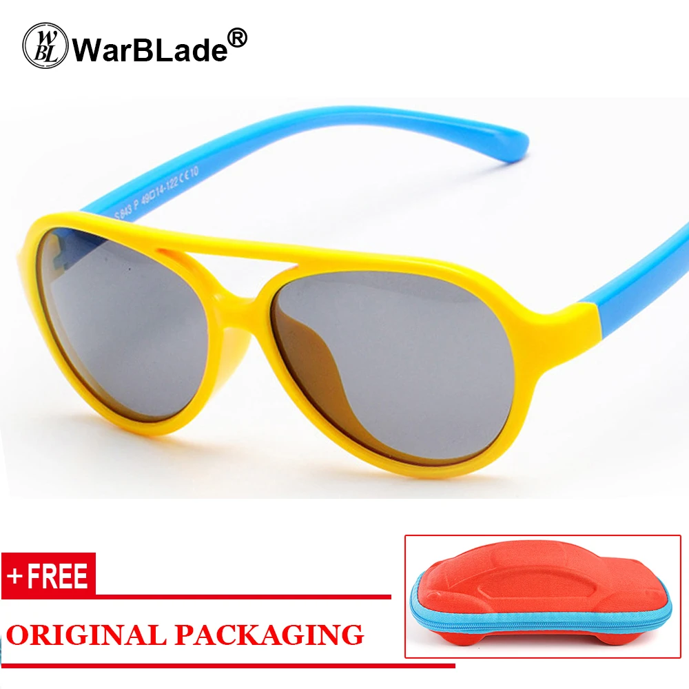 WarBLad/Модные Детские поляризованные солнцезащитные очки UV400 для мальчиков и девочек, детские очки с гибкой оправой, защитные очки, солнцезащитные очки - Цвет линз: yellow blue