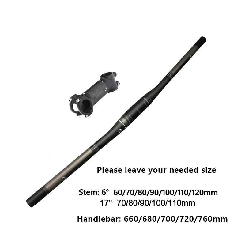 Full Carbon Seatpost Set for Mountain Bicycle Riser and Flat Bike Handlebar MTB Stem 660mm, 680mm, 700mm, 720mm, 760mm * 31.8mm
