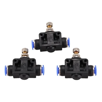 

Pneumatic Quick Fitting 6mm to 6mm Push In Speed Controller Valve 3pcs